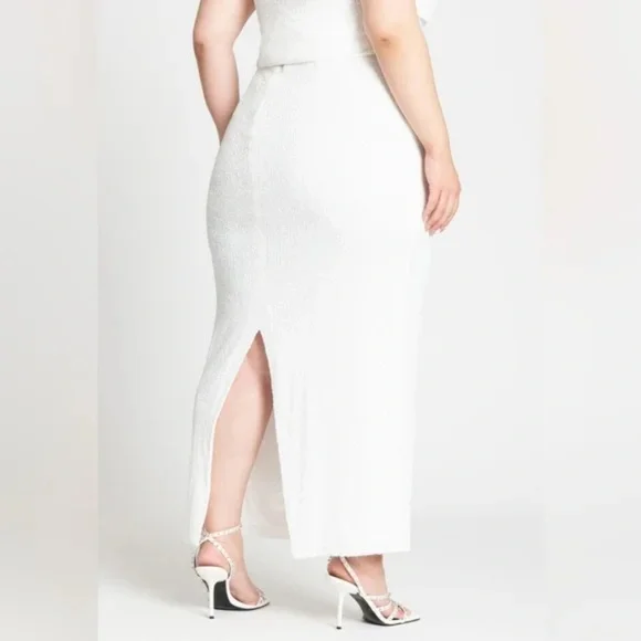 Eloquii White Sequin Skirt Set Size 14 - Picture 5 of 12